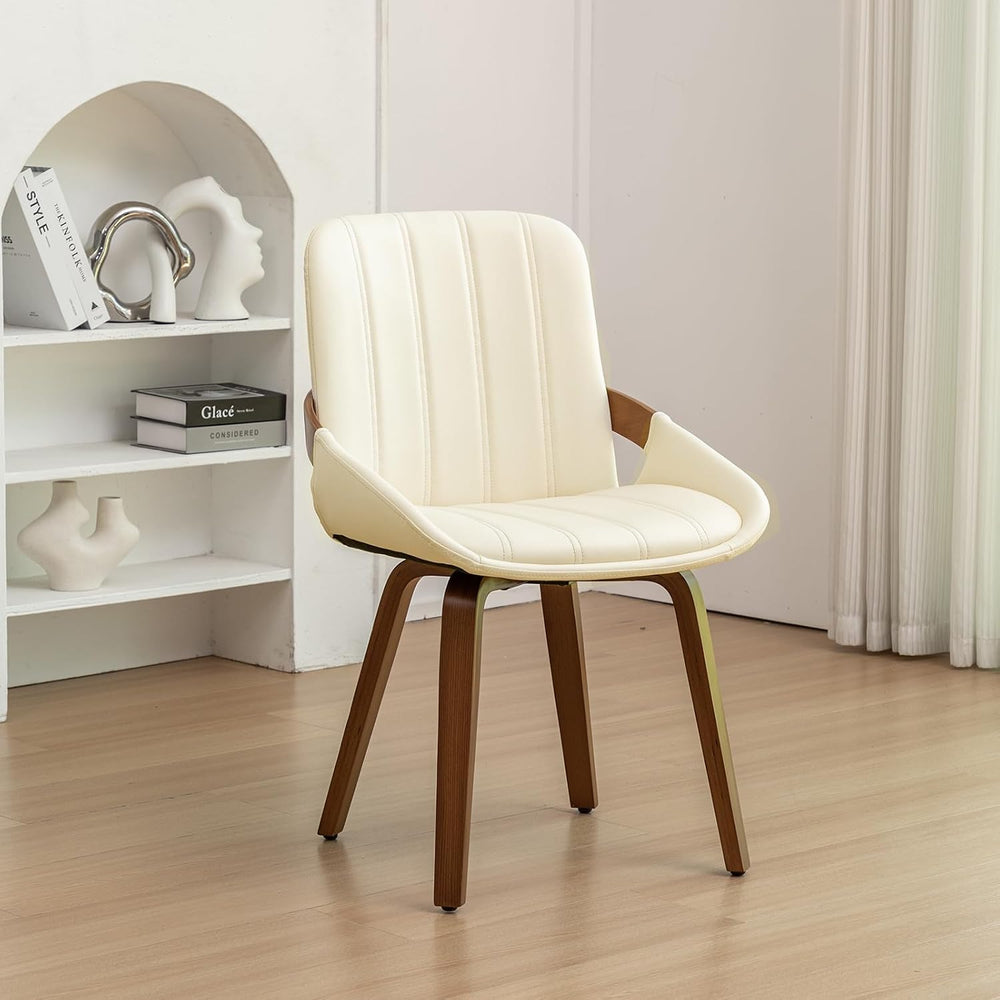 Mid Century Modern Faux Leather Upholstered Dining Chairs,Armless Accent Chai...