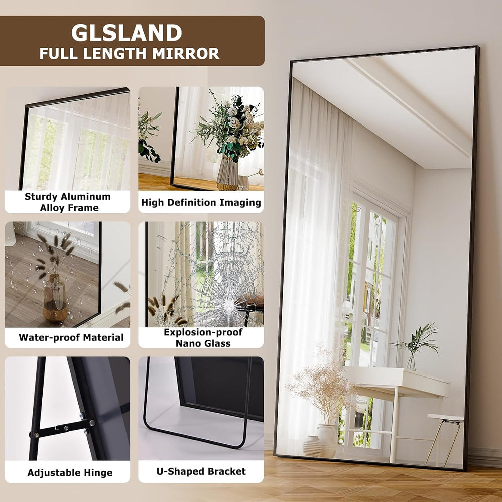 76"x34" Full Length Mirror Large Rectangle Full Body Mirror, Black