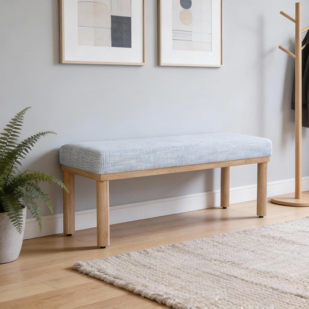 HomePop 47.5" Oslo Bench - Blue Pinstripe Fabric