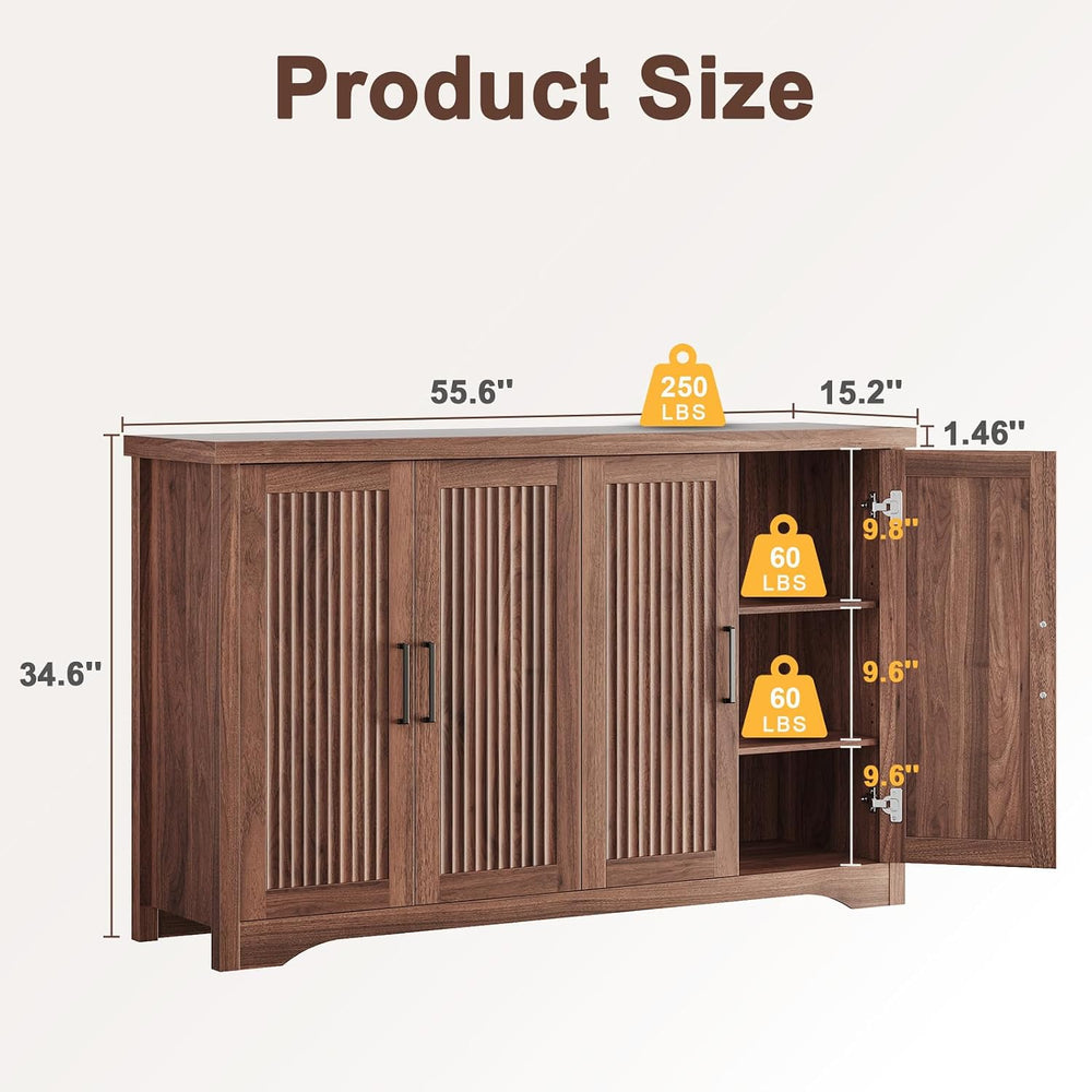 Memobarco Fluted Buffet Cabinet with Storage Accent Sideboard,Modern Credenza...