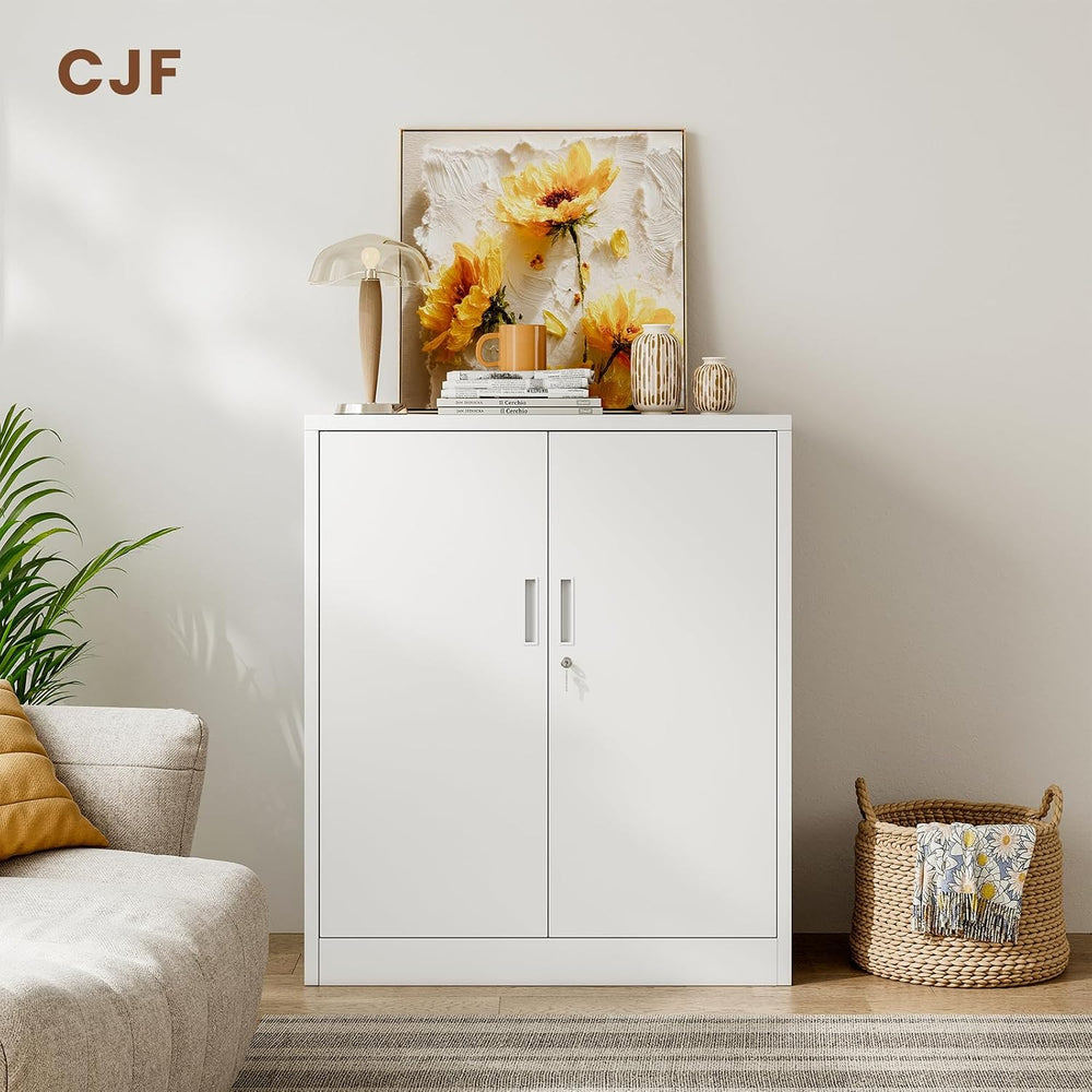 CJF Metal Storage Cabinet, 36" H Locking Storage Cabinet with Shelves an...