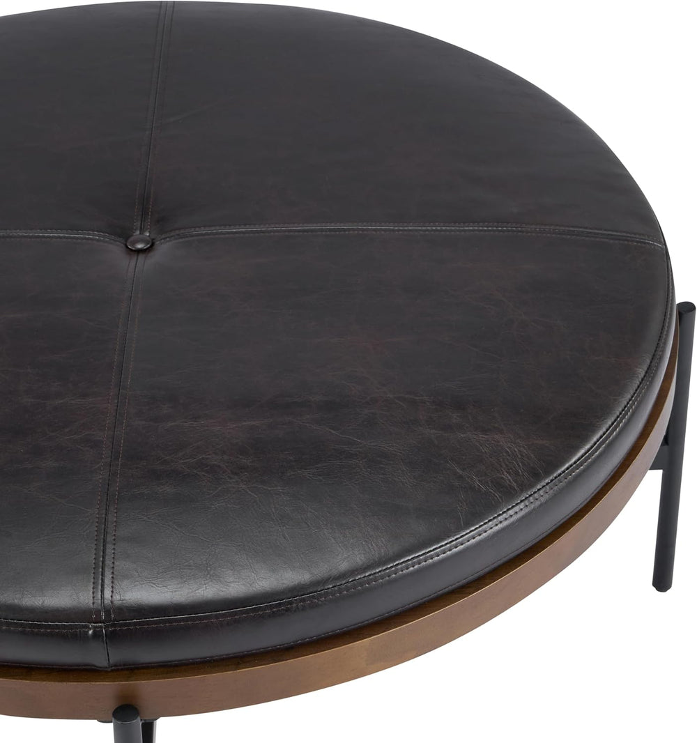 Christopher Knight Home Neapo Modern Round Ottoman Coffee Table, Faux Leather...