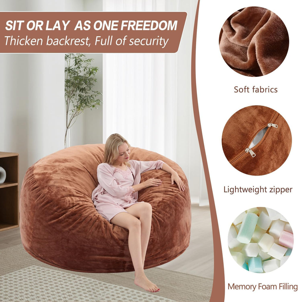 Magic in House 3FT Bean Bag Chair - BeanBag Chairs with Filler, Large Round F...
