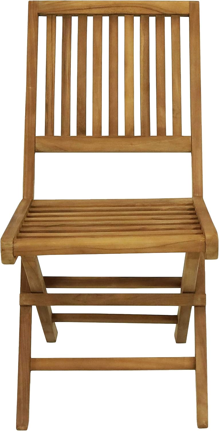 Sunnydaze Outdoor Wooden Teak Folding Patio Chairs, 37” H, Brown, Set of 2