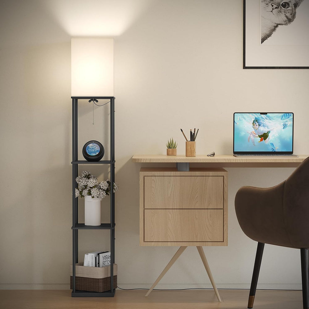 SUNMORY Floor Lamp with Shelves, Smart APP Control Standing Lamps with RGB Bu...