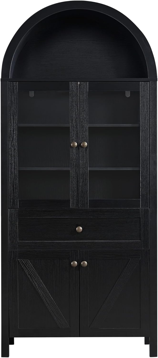 71" Tall Arched Pantry Cabinet, Kitchen Storage Pantry Cabinet, Farmhous...