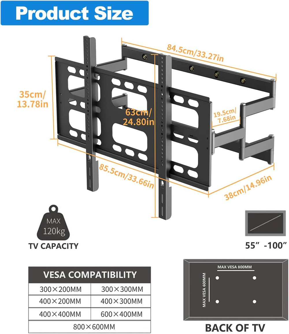 TV Wall Mount for 55-100 Inch TVs, Holds up to 264 lbs | Heavy Duty TV Mount ...