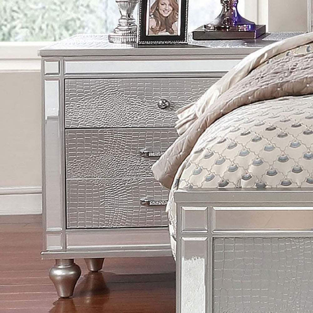 2 Drawers Drawer with Mirror Trim, Silver,for Small Spaces