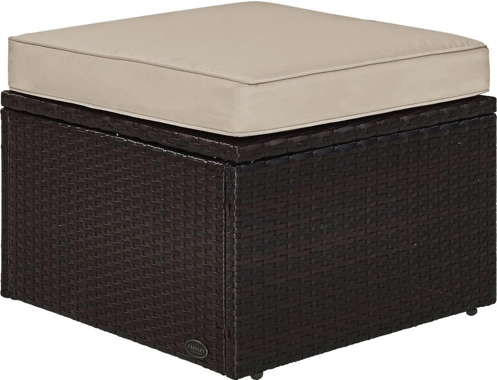 Crosley Furniture Palm Harbor Wicker Outdoor Ottoman Foot Rest for Patio, Dec...