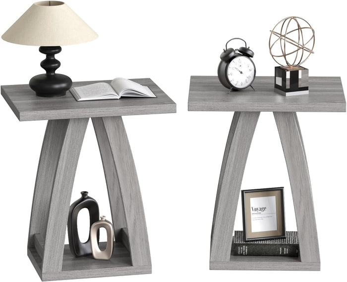 FROMJBEST End Tables Living Room, Side Table, Grey End Table Set of 2