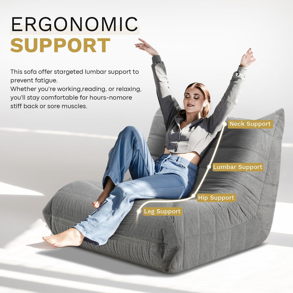 Bean Bag Chairs for Adults, Memory Foam Couch Sofa Chair,One-piece Foam Paddi...