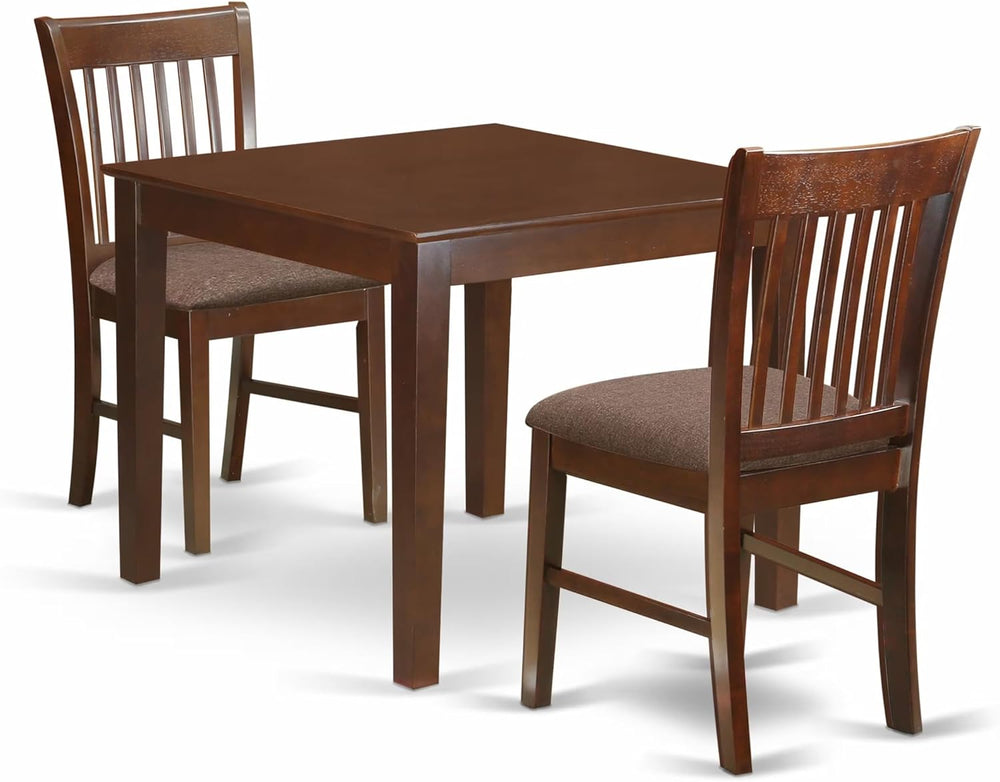 East West Furniture OXNO3-MAH-C 3 Piece Dining Room Table Set Contains a Squa...