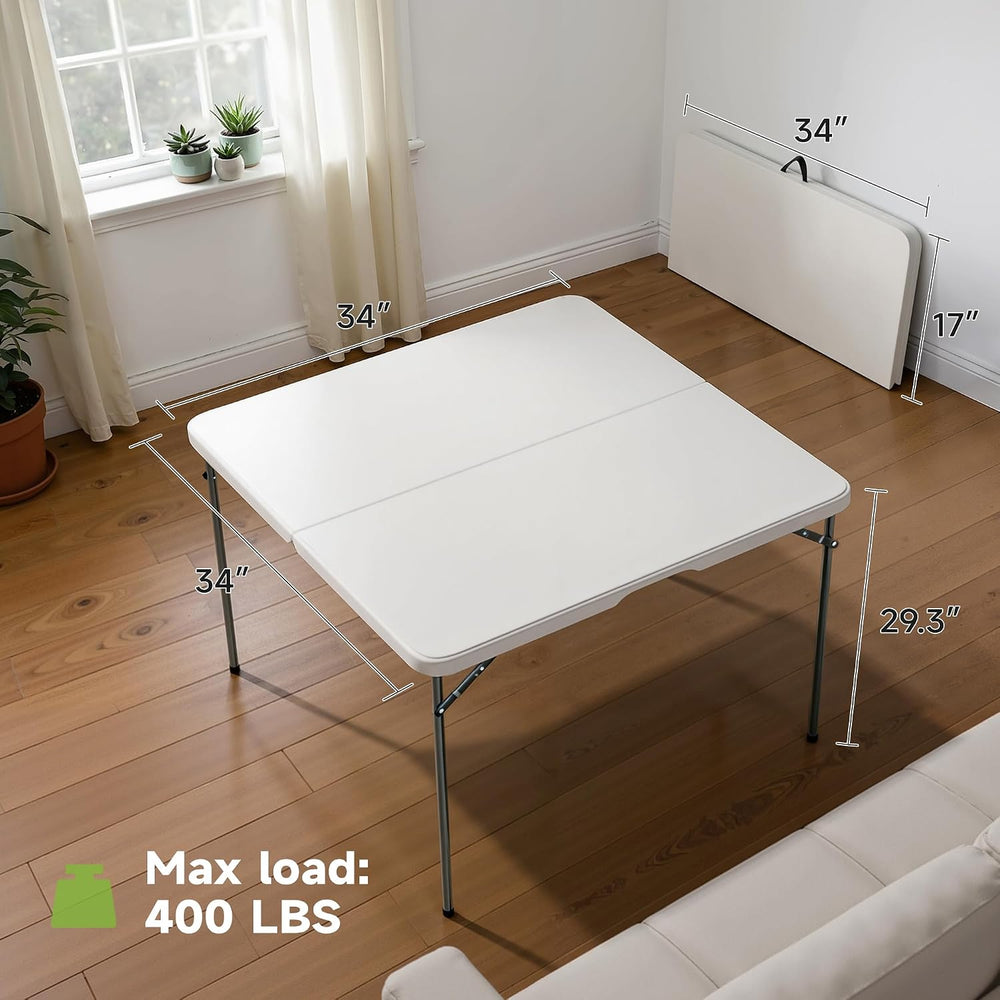 3 ft Square Folding Card Table, Portable Folding Table with Carrying Handle, ...