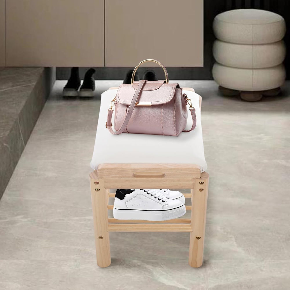 Shoe Bench with Cushion, 2-Tier Bamboo Shoe Rack Bench, Entryway Shoe Storage...