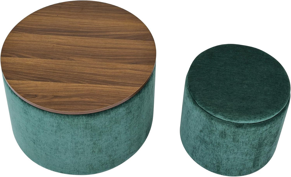 KEVINSPACE Coffee Table Set of 2 for Living Room Round Coffee Table with Stor...