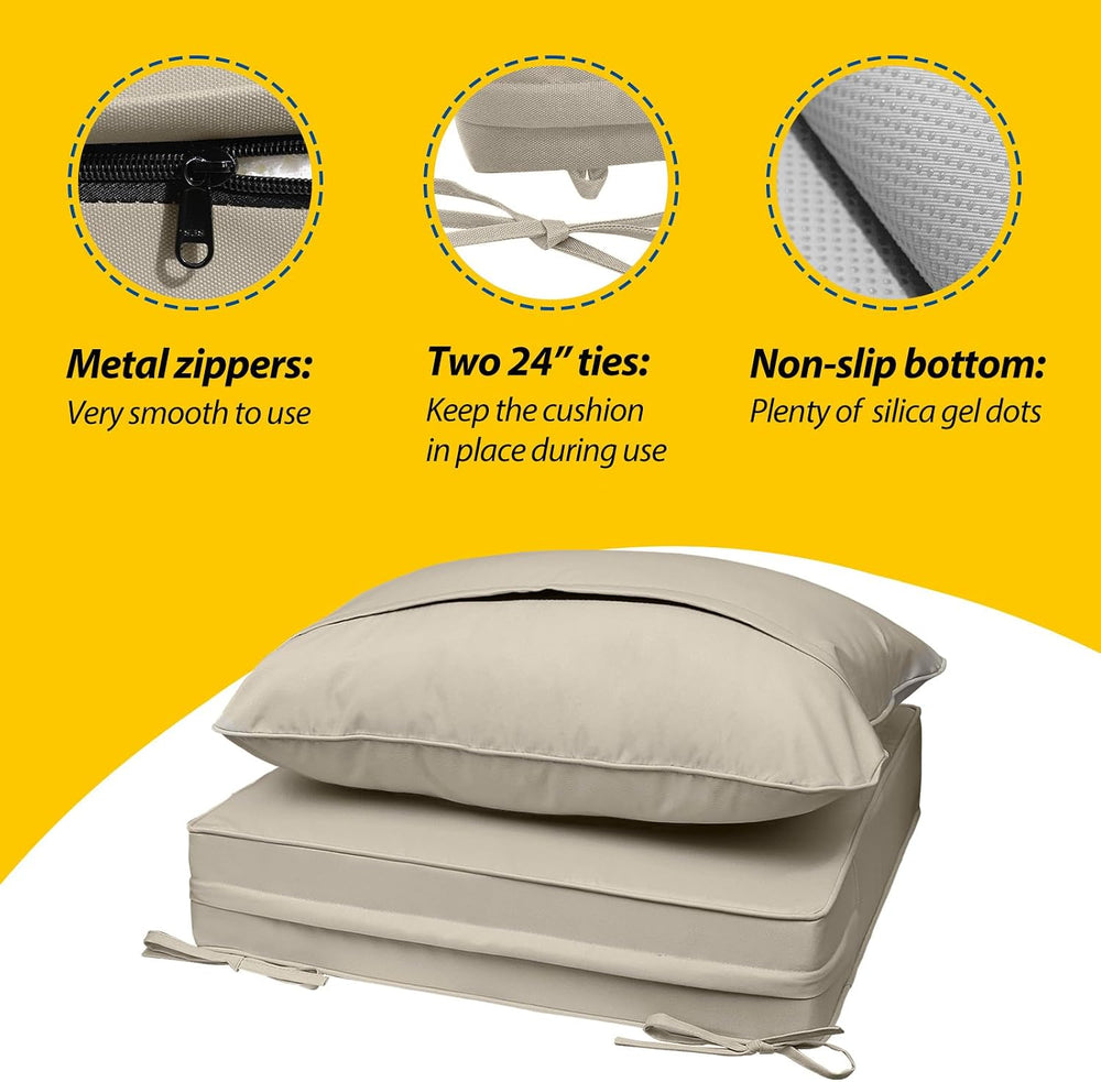 AAAAAcessories Outdoor Chair Cushions, 22 x 22 x 3 + 17 in, 4 Pack