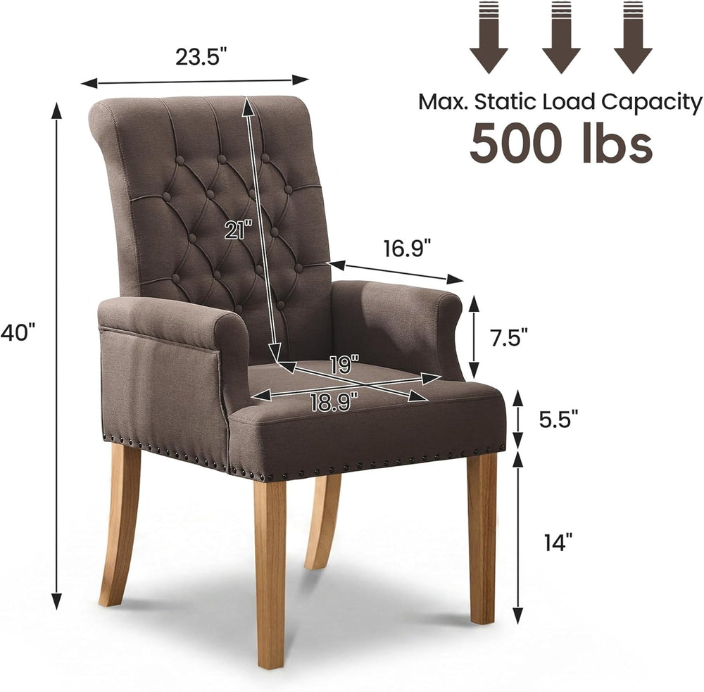Upholstered Dining Chairs, Modern Fabric Dining Room Chairs with Arms, Tufted...