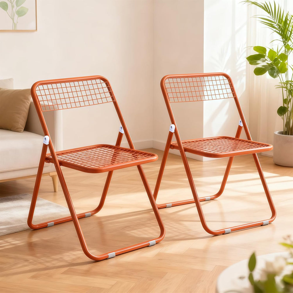 JPBSTO 2 Pack Folding Chair,All Orange Color,Single Piece,Foldable Space - Sa...