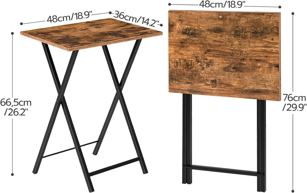 HOOBRO Folding TV Tray Tables, Set of 4 TV Trays with Storage Rack, Industria...