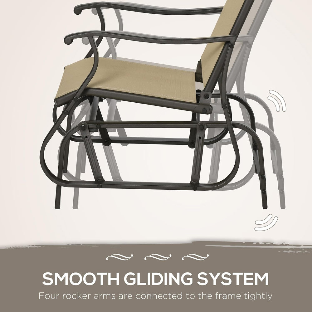 Outsunny 3-Piece Outdoor Gliders Set Steel Frame Patio Gray