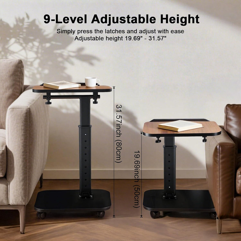 C Table End Table Adjustable Height, Rolling TV Tray Table for Small Spaces 1...