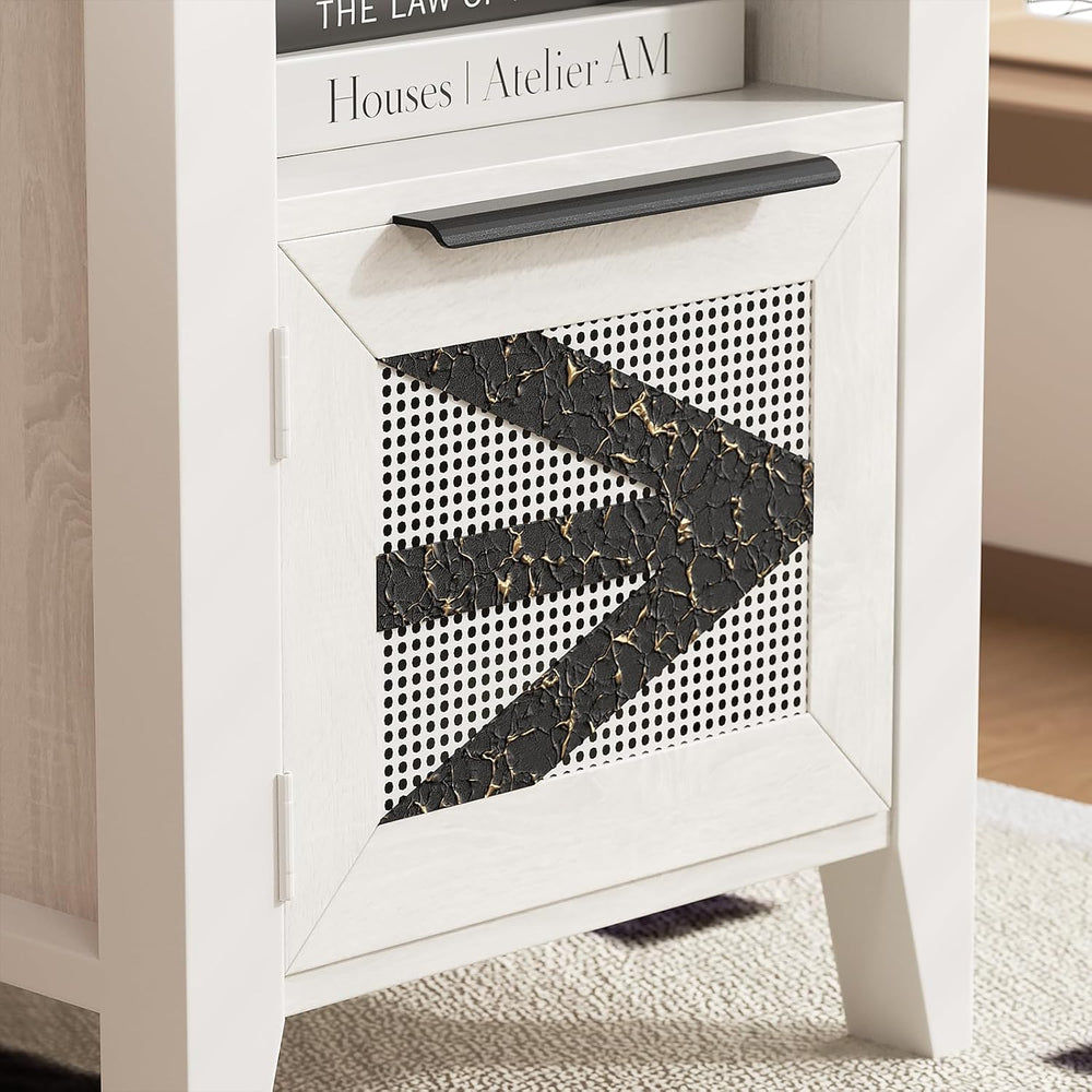 VFK Farmhouse End Table with Charging Station, 18.1" Narrow Side Table f...