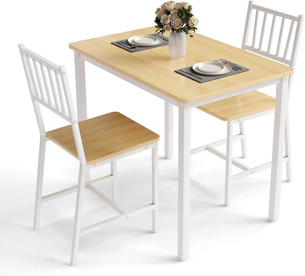3-Piece Dining Table Set for 2, Space-Saving Kitchen Table Set for Small Spac...