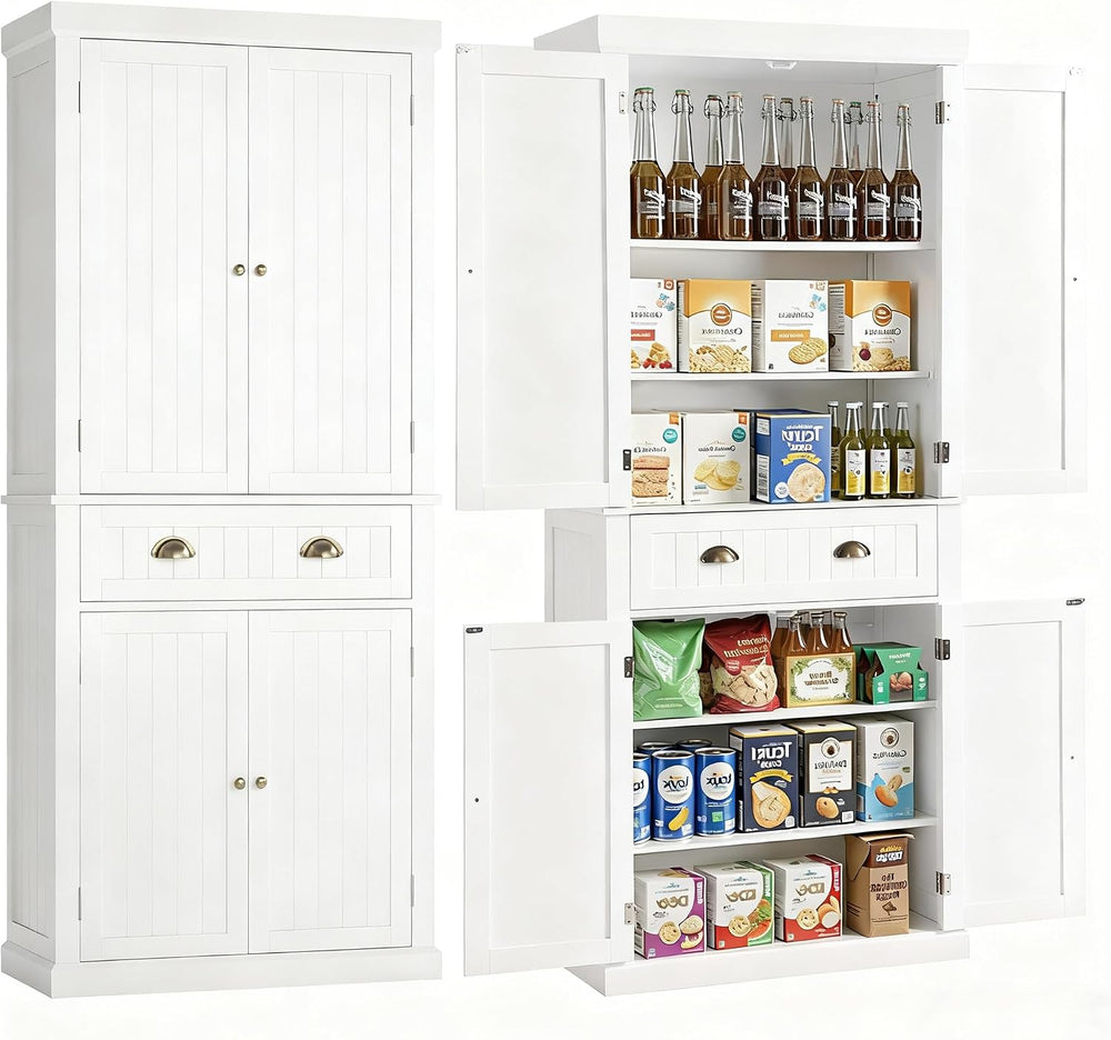 KIGOTY 72" Tall Kitchen Pantry Cabinet with Drawer and 4 Adjustable Shel...