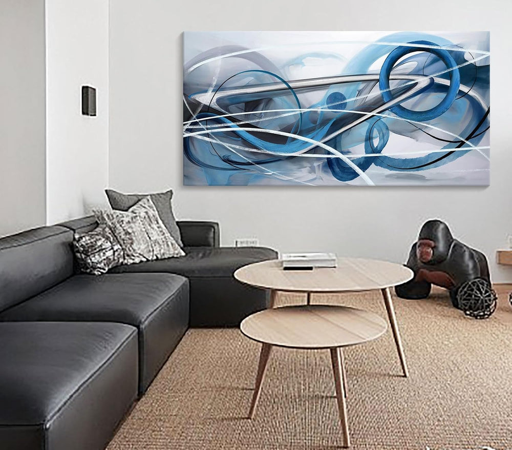 YDYSUNE Blue Abstract Canvas Wall Art Modern Large Abstract Wall Paintings, M...