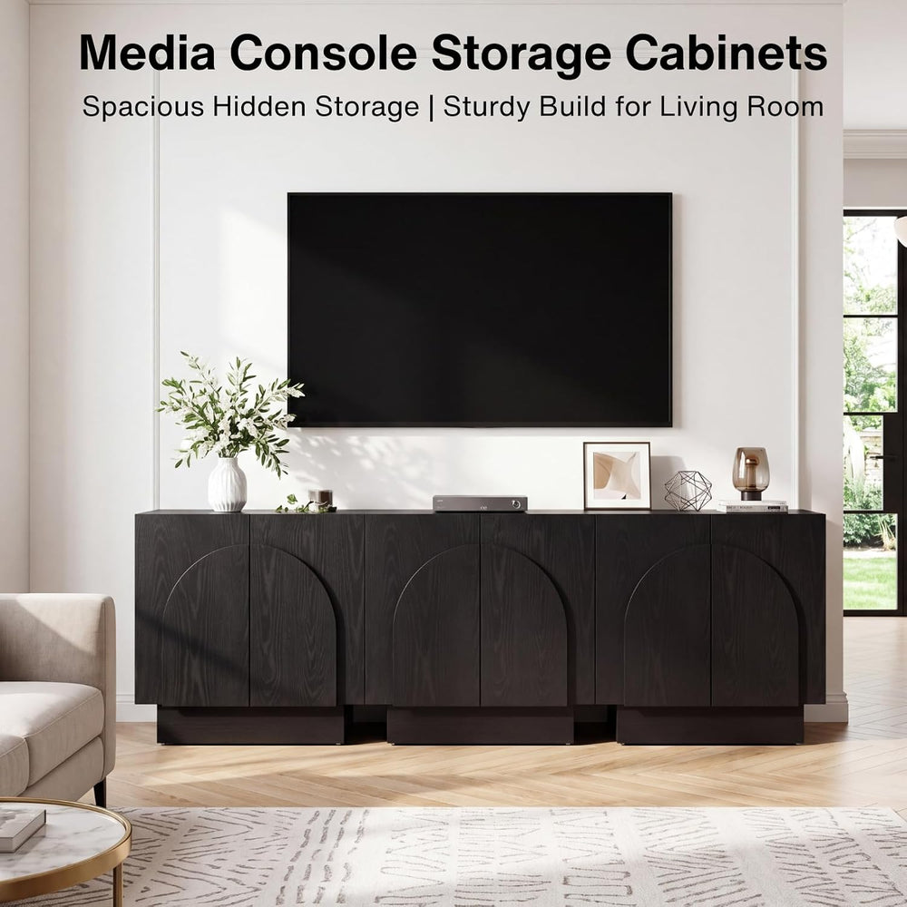 Ya-Home Black Sideboard Buffet Cabinet with Storage, 31.5” Modern Sideboard C...