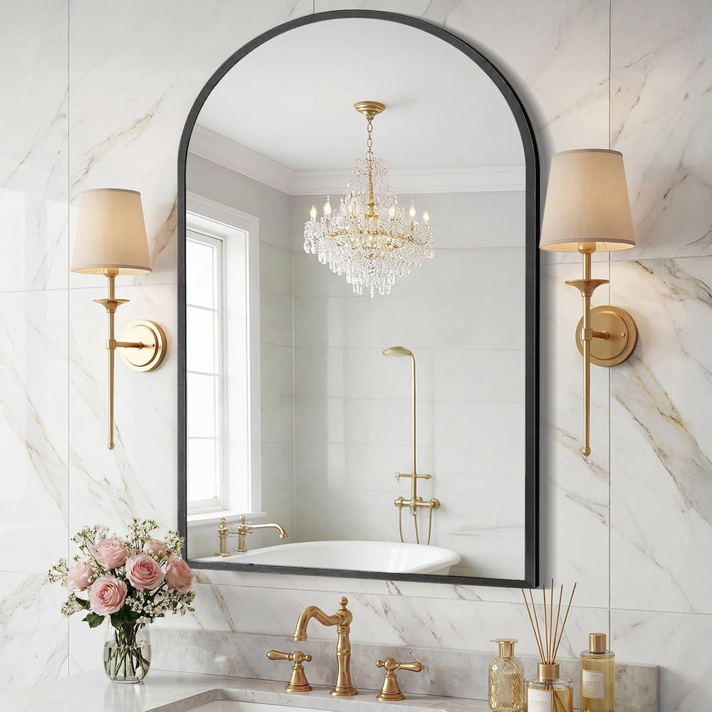 Sweetcrispy 26"x38" Arched Bathroom Mirror, Bathroom Mirrors for Ov...