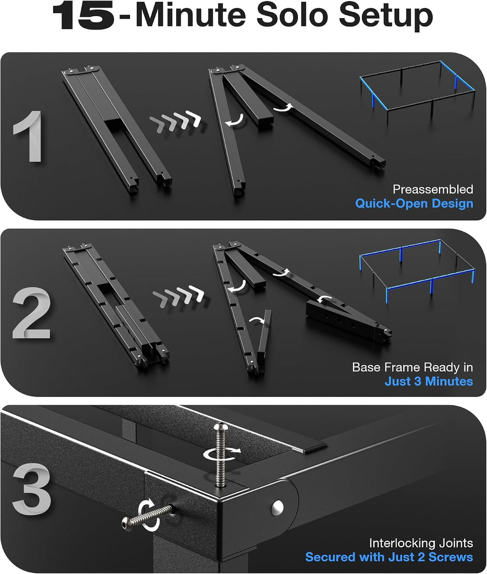 14 In Queen Bed Frame, Metal Platform Bed 15-Minute Solo Setup