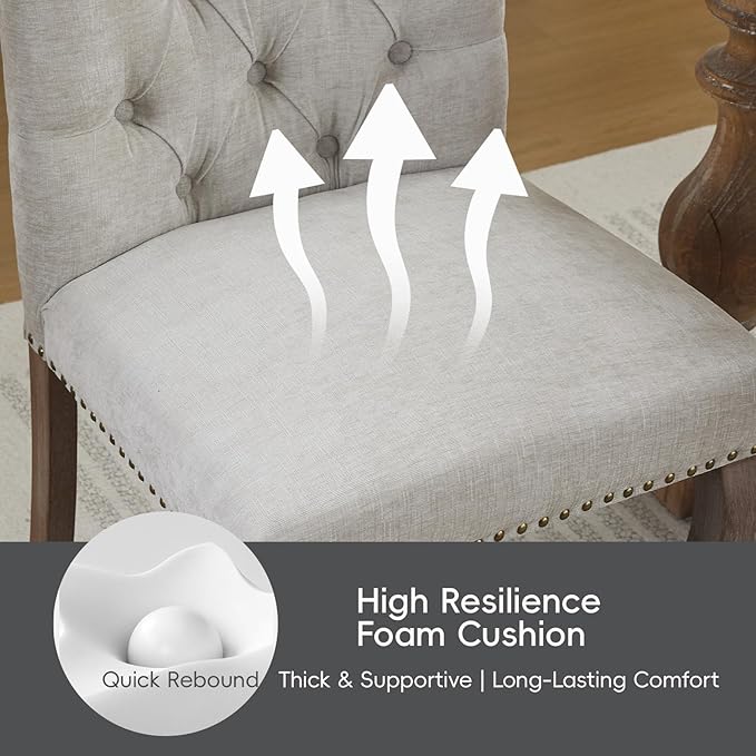 Upholstered Tufted Chenille Dining Side Chairs, Armless Nailhead Trim Chairs ...
