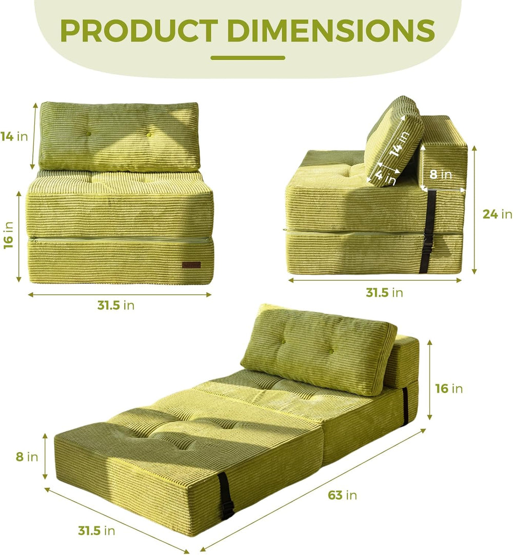 MAXYOYO Folding Sofa Bed, Convertible Chair Bed with Pillow