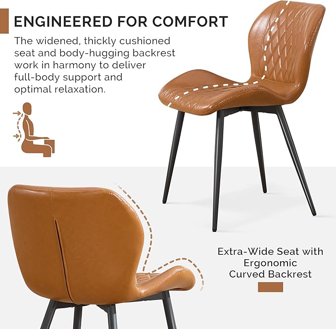 Dining Chair, Comfy Modern Dining Chairs with Thick Cushions, Upholstered Fau...
