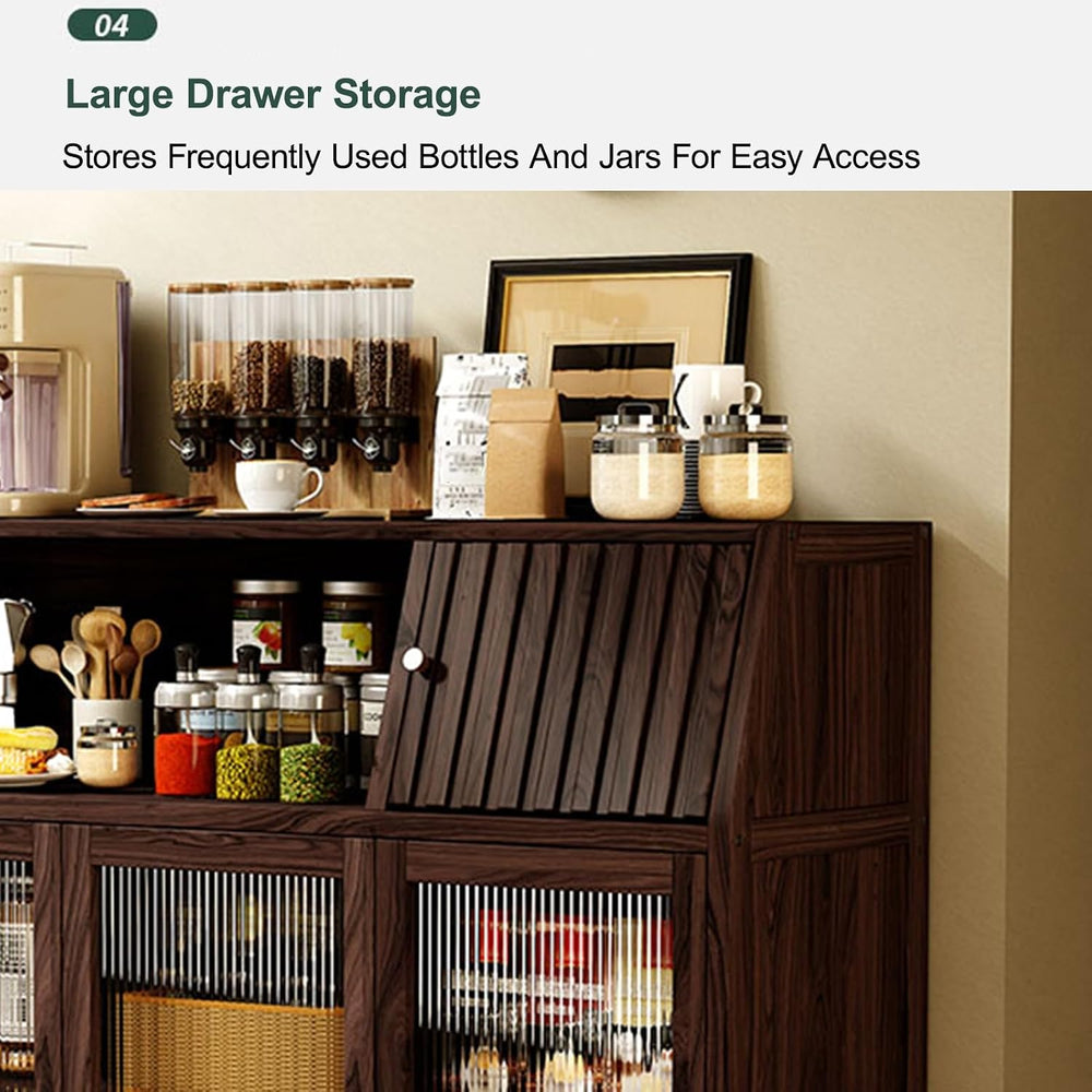 Storage Cabinet with Drawer - Tall Freestanding Kitchen Pantry Cupboard for D...