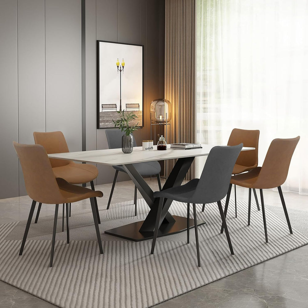 Dining Chairs Set of 2, Modern PU Leather Dining Room Chair with Sturdy Metal...