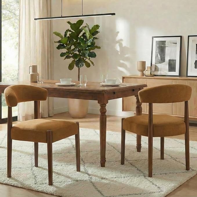 VKNOW Wooden Dining Chairs Set of 2, Modern Upholstered Dining Room Chairs wi...