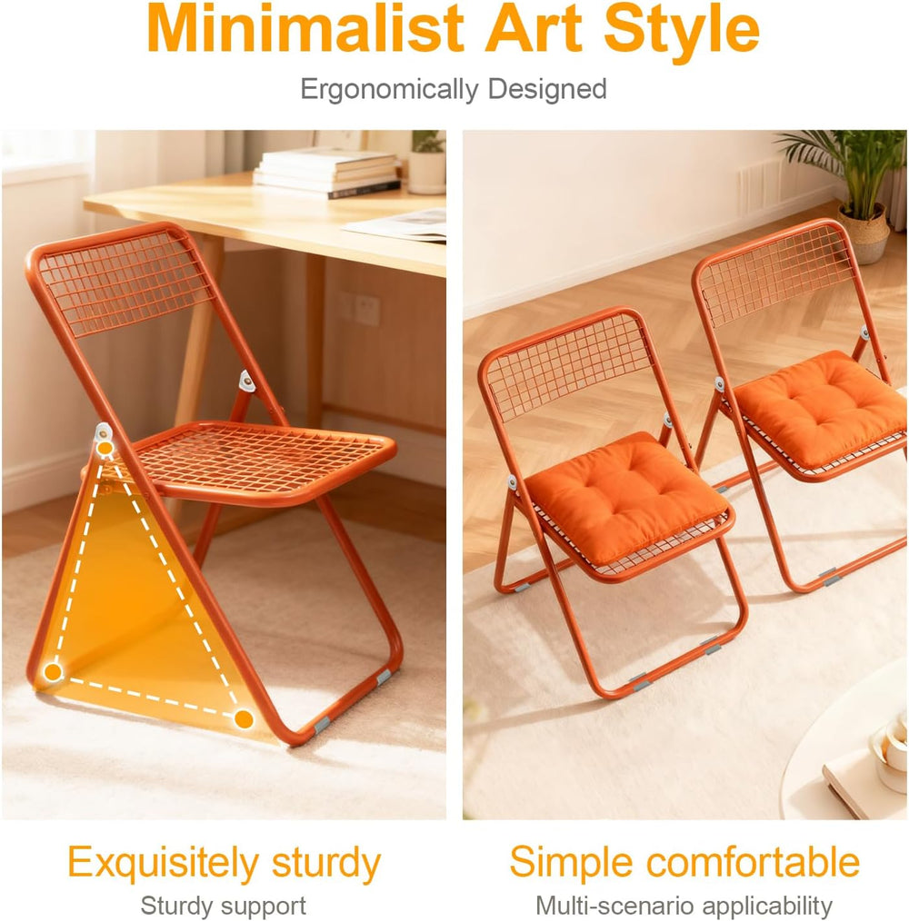 JPBSTO 2 Pack Folding Chair,All Orange Color,Single Piece,Foldable Space - Sa...