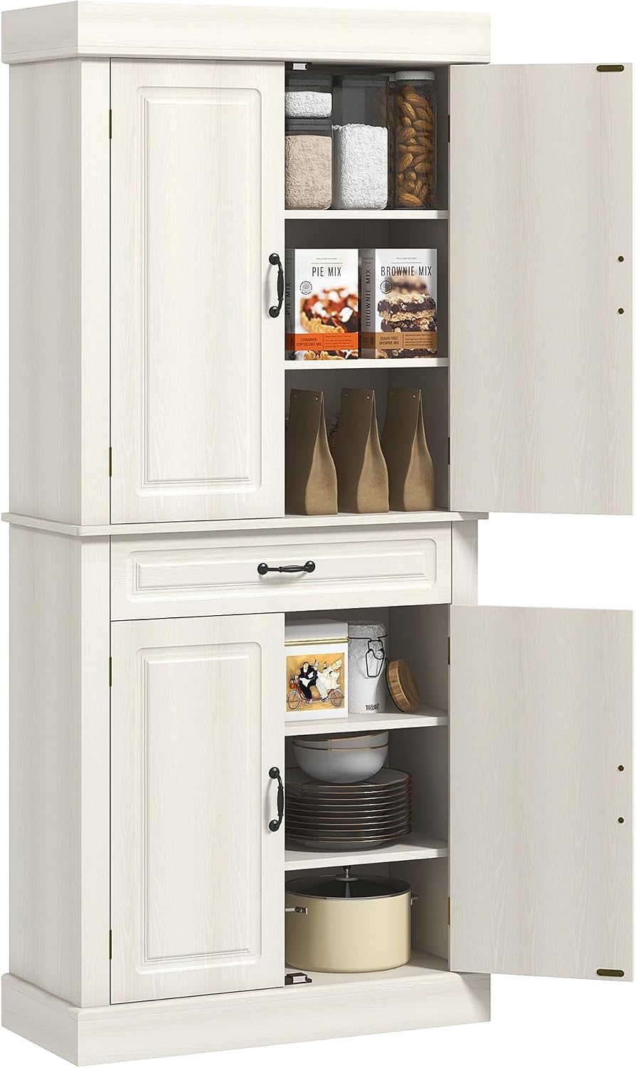 HOMCOM 71" Freestanding Kitchen Pantry Cabinet, Tall Storage Cabinet wit...