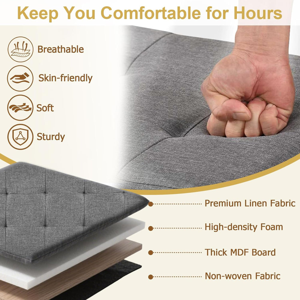 43" Folding Storage Ottoman Bench, End of Bed Foot Rest Stool with Remov...