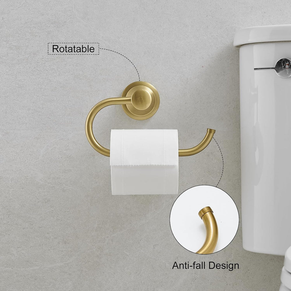Hoimpro Toilet Paper Holder Towel Ring Set, Wall Mount Brushed Gold