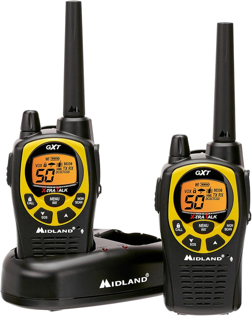 Midland GXT1030VP4 GMRS Two-Way Radios with Headsets, Hi-Vis Yellow, 2 Pack
