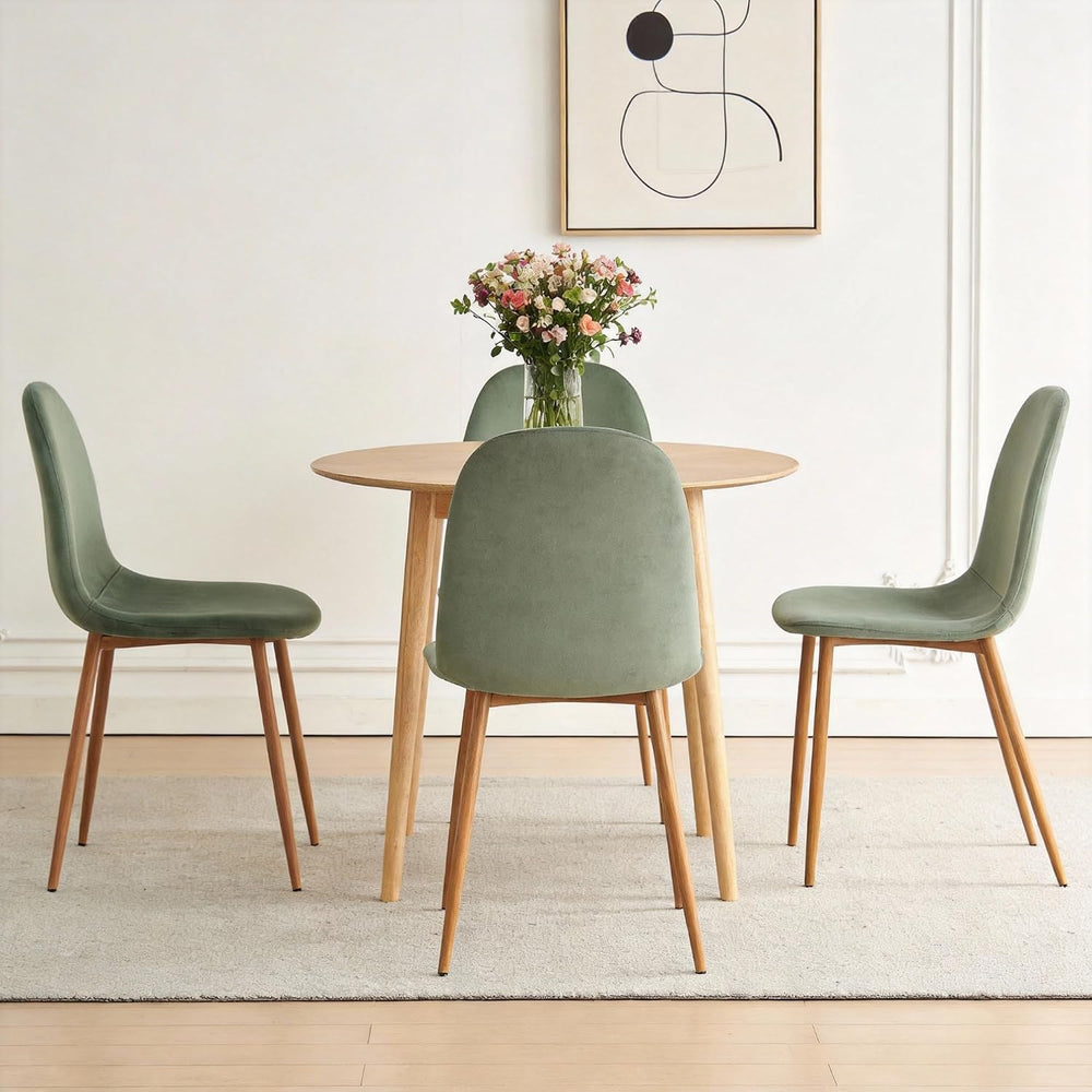 Small Dining Table Set for 4, Modern Round Dining Table with 4 Velvet Dining ...