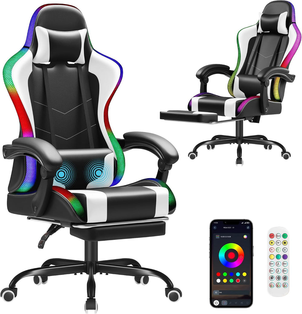 Homall Gaming Chair, Video Game Chair with Footrest and Massage Lumbar Suppor...