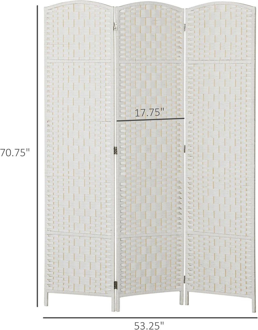 HOMCOM Room Divider 3-Panel, 6FT-Tall Folding Privacy Screen, White