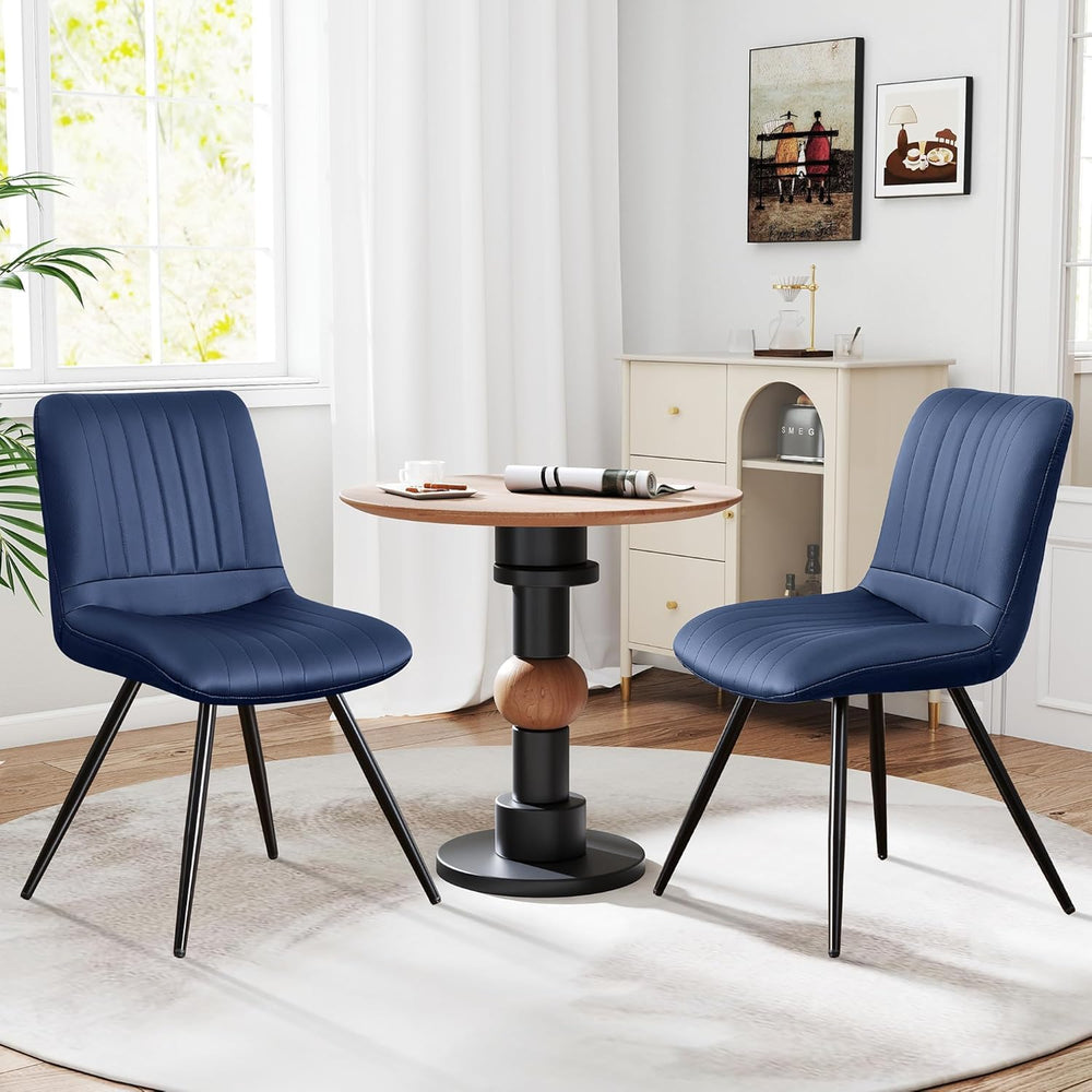 Dining Chairs Set of 2, Modern Dining Chairs with Thick Cushions, Faux Leathe...