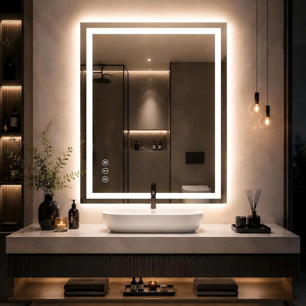 24"x32" LED Bathroom Mirror with Lights, Dimmable Wall Mirror