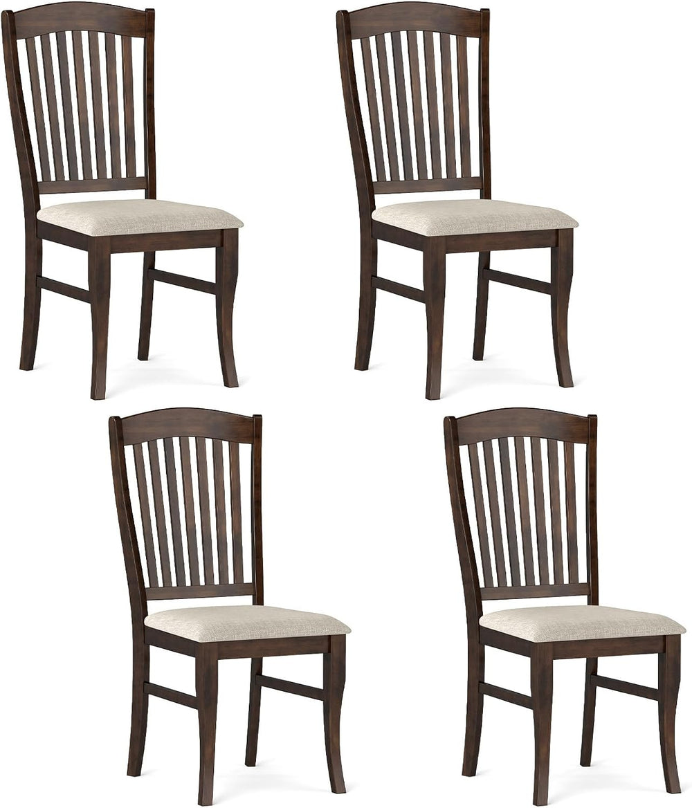 GOFLAME Wooden Dining Chairs Set of 4, Fabric Upholstered Kitchen Chairs with...