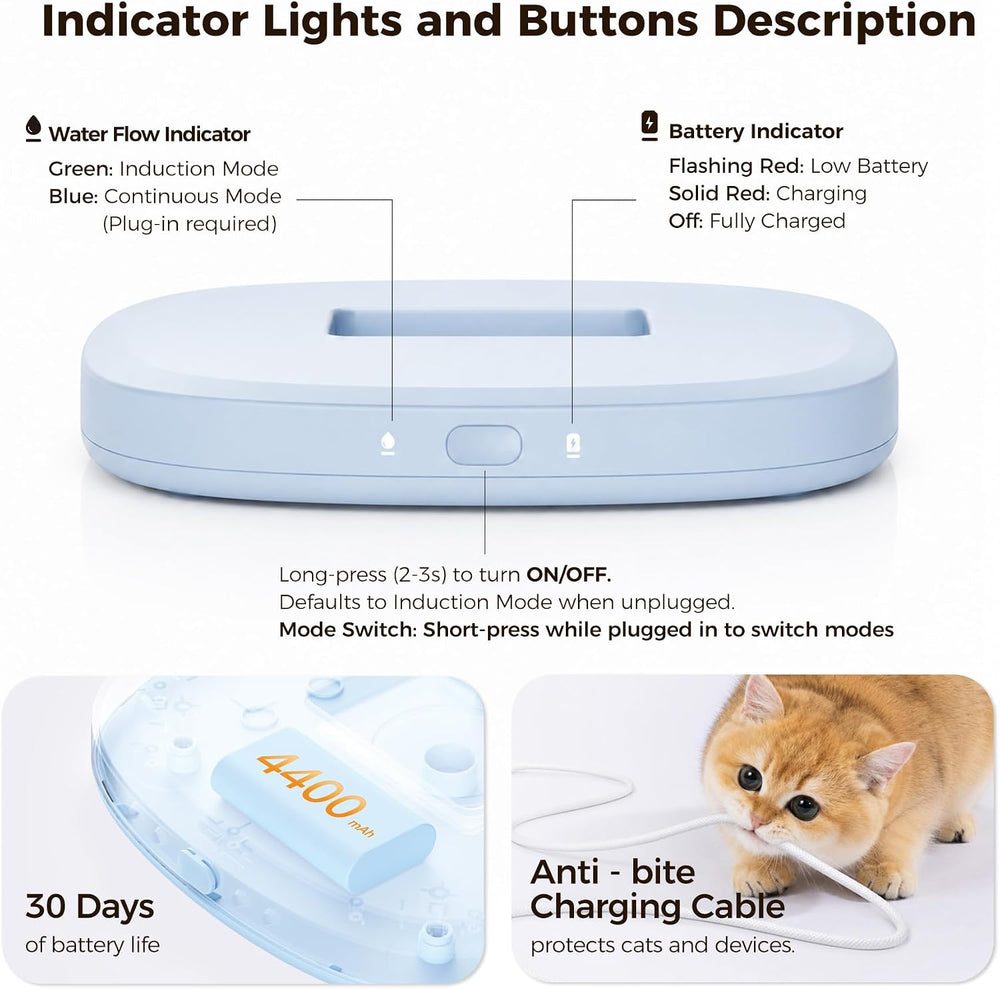 PACHIRA Cat Water Fountain Ceramic Tray, Wireless Pump Cat Fountain, Ultra Qu...